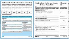 UKS2 Use Brackets, Dashes or Commas to Indicate Parenthesis Resource Pack