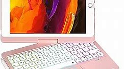 NOKBABO iPad Case with Keyboard, Rotatable Touchpad, 7 Color Backlight & Pencil Holder for 9th/8th/7th Gen 10.2 inch & Air 3rd Gen/Pro 10.5 inch - Rose Gold