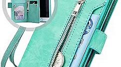 iPhone 6S Wallet Case with Strap for Women/Men,Auker iPhone 6 Trifold 9 Card Holder Folio Flip Leather Zipper Purse Case with Vintage Book Fold Kickstand Feature,Hidden Wallet&Money Pocket Mint