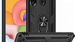 Samsung A21 Case,Galaxy A21 Case, Military Grade Heavy Duty Armor Protection Phone Case Cover with HD Screen Protector Magnetic Ring Kickstand for Samsung Galaxy A21 (Black Military Case)
