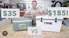 RTIC $185 vs IGLOO $35 Hard Cooler Comparison