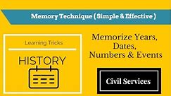 New Memory Technique to remember Dates, Years and Events in History