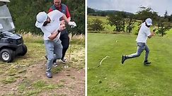 Golfer runs for his life in hilarious prank