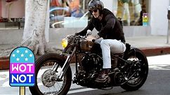 Easy Rider David Beckham Cruises Around LA On A Vintage Motorbike