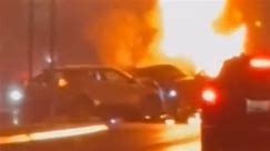 Video shows fiery crash scene outside concert