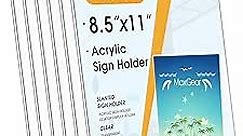 MaxGear 6 Pack Acrylic Sign Holder 8.5 X 11, Plastic Sign Holder Plastic Paper Holder With Vertical Slanted Back Clear Picture Photo Frames Display Stand Flyer Document Holder for Office Desktop