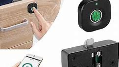 Bluetooth Fingerprint Cabinet Lock, Smart Biometric Cabinet Lock, Keyless Hidden File Drawer Wardrobe Lock, Child Safety Electric Fingerprint Lock, DIY Wooden Furniture Privacy Lock for Home Office