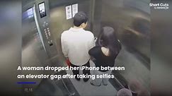 CCTV: Woman's iPhone shatters after falling into elevator gap