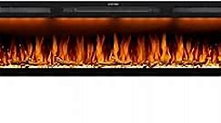 72 Electric Fireplace Inserts, Recessed & Wall Mounted Fireplace Electric with Ultra-Narrow Frame, Colorful Flame Effect Display on Widescreen, Heat Up Fast, Thermostat, 750W/1500W, Black