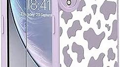 OOK Compatible with iPhone XR Case Cute Cow Print Fashion Slim Lightweight Camera Protective Soft Flexible TPU Rubber for iPhone XR with [Screen Protector]-Purple