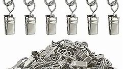 AMZSEVEN Stainless Steel S Hooks Curtain Clips, 50 Pack Hanging Party Lights Clips, Hangers Gutter Photo Camping Tents, Art Craft Display, Garden Courtyards Decoration, 2.4 Inch Long Silver