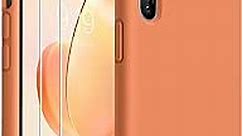 [3 in 1 iPhone Xs Max Case, Liquid Silicone iPhone Xs Max 6.5 inch Case,Full Body Slim Soft Microfiber Lining Protective,Compatible with iPhone Xs Max,with 2 Screen Protectors (Orange)