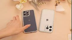 Bonitec Compatible with iPhone 14 Pro Max Bling Case for Women Girls Sparkle 3D Glitter Case Luxury Shiny Cute Crystal Charms Rhinestone Diamond Bumper Soft TPU Clear Phone Case for iPhone 14 Pro Max
