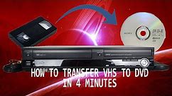 LEARN HOW TO RECORD VHS TO DVD IN JUST 4 MINUTES - VHS TO DVD TRANSFER TUTORIAL