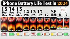 iPhone Battery Test in 2024 - 15 Pro Max vs 14 Pro Max,13 Pro Max,14 Pro,13 Pro,12 Pro,12,Se2020,8,7