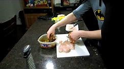 Cooking with Batman the Spinach and Cheese stuffed Chicken