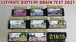 iPhone ios 14 Battery Test 2021 | iPhone 11 Pro vs iPhone 11 vs XS vs 8 Plus vs 7+ vs 7 vs 6s+ vs 6