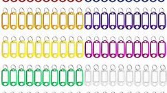 150 Pack Plastic Key Tags, 10 Assorted Colors Key Keychain Tags with Labels, Key Chain Label Tags Identifiers ID Tags with Split Ring