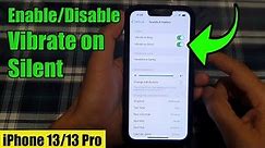 iPhone 13/13 Pro: How to Enable/Disable Vibrate on Silent