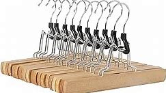 Amazon Basics Wooden Pants Hangers - Natural, 10-Pack