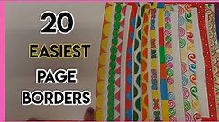 20 Easiest Page Borders for beginners | page Borders | file designs
