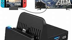 Ukor TV Docking Station for Switch - Portable Charging Stand and HDMI Adapter with Extra USB 3.0 Port, Replacement Charging Dock for Nintendo Switch