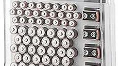 THE BATTERY ORGANISER and Tester with Cover, Battery Storage Organizer and Case, Holds 93 Batteries of Various Sizes, Includes a Removable Battery Tester for Garage Organization, White