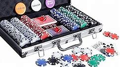 Poker Chip Set - 300PCS Poker Chips with Aluminum Case, 11.5 Gram Chips for Texas Holdem Blackjack