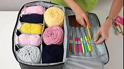 Visible Yarn Storage Bag with Adjustable Shoulder Strap Crochet Yarn Tote Yarn Ball Holder Bag Knitting Yarn Storage Organizer for Beginners Professionals Blue