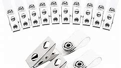 Fushing 150Pcs Metal Badge Clips with Clear PVC Straps for ID Cards and Badge Holders