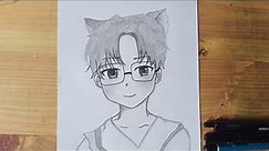 How to draw anime cute boy with Glasses | easy anime drawing