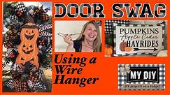 Deco Mesh Wreath using wire hanger | Fall Door Swag Wreath | Walmart & Dollar Tree DIY