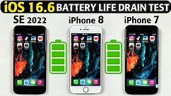 iOS 16.6 Battery Life Drain Test - iPhone SE 2022 vs iPhone 8 vs iPhone 7 Battery Test in 2023