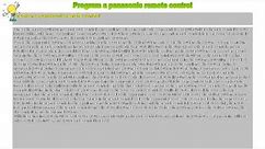 How to : Program a panasonic remote control