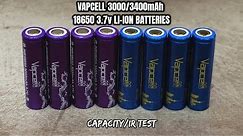 Vapcell 18650 (3000/3400mAh) 3.7V Li-ion Batteries: Capacity/IR Test