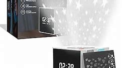 Sharper Image Projection Alarm Clock with Soothing Sounds and Relaxing Visuals, 4 Projections & 10 Soothing Soundscapes, Full-Function Digital Alarm Clock, Project Color-Changing Stars