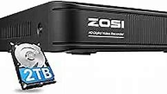 ZOSI H.265+ 5MP 3K Lite 8 Channel CCTV DVR Recorder, AI Human Vehicle Detection, Alert Push, Hybrid Capability 4-in-1(Analog/AHD/TVI/CVI) Full 1080p HD Surveillance DVR for Security Camera (2TB HDD)