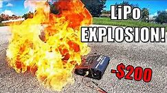 HUGE LiPo FIRE - Battery Explosion! How much damage can it do?