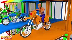 Colors for Children to Learn with Spiderman w Motorcycle