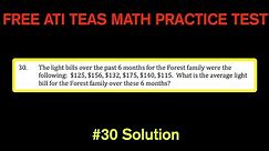 ATI TEAS MATH Number 30 Solution - FREE Math Practice Test - Finding An Average