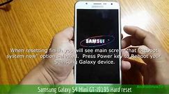 Samsung Galaxy S4 Mini GT-I9195 Hard reset