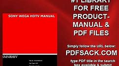 Sony Wega Hdtv Manual