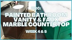 How To Paint A Bathroom Vanity Cabinet and Faux Marble Countertop