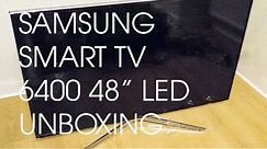 SAMSUNG 6400 SERIES SMART 48" LED TV UNBOXING AND STAND SET UP