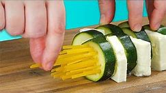 Push Raw Linguine Through Zucchini Stacks For A Primo Dish | Zoodles? We Don't Know Her!
