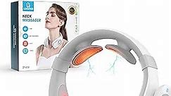 COMFIER Portable Heated Neck Massager,EMS Intelligent Electric Pulse Neck Massager with Heat, FSA Smart Wireless Neck Massager with 3D Electrode Pads for Women Men