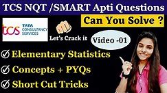 TCS NQT Aptitude Questions | Elementary Statistics Questions Asked in #TCSNQT | TCS SMART aptitude
