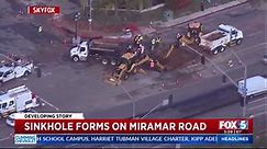 Sinkhole Forms on Miramar Road After Heavy Rain Storm