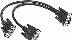 VGA Y Splitter Cable, VGA 1 Male to VGA 2 Female Adapter Cable Dual VGA Monitor Y Cable for Screen Duplication - 1 Feet, Black (No Screen Extension)