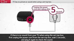 How to troubleshoot when LG TV has no picture or sound when using a Set-Top Box